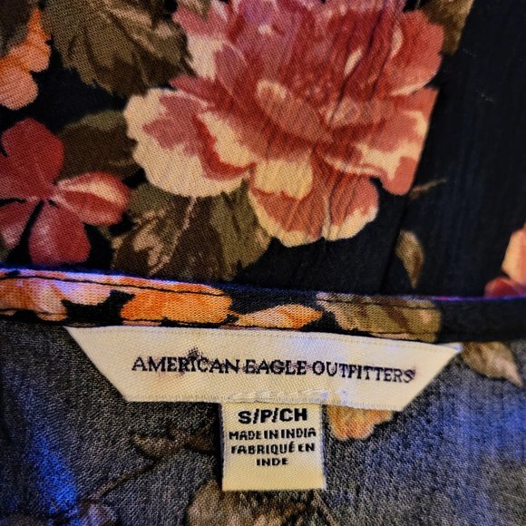 AMERICAN EAGLE OUTFITTERS Black Floral Mini Dress Size Small - Picture 5 of 5
